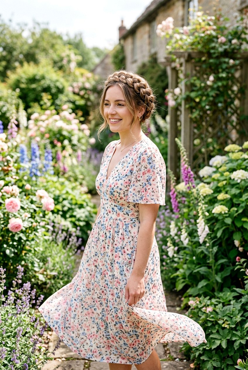 Braided Crown Updo for Family Portraits - 20 family portrait hairstyles for women - 20 family portrait hairstyles for women