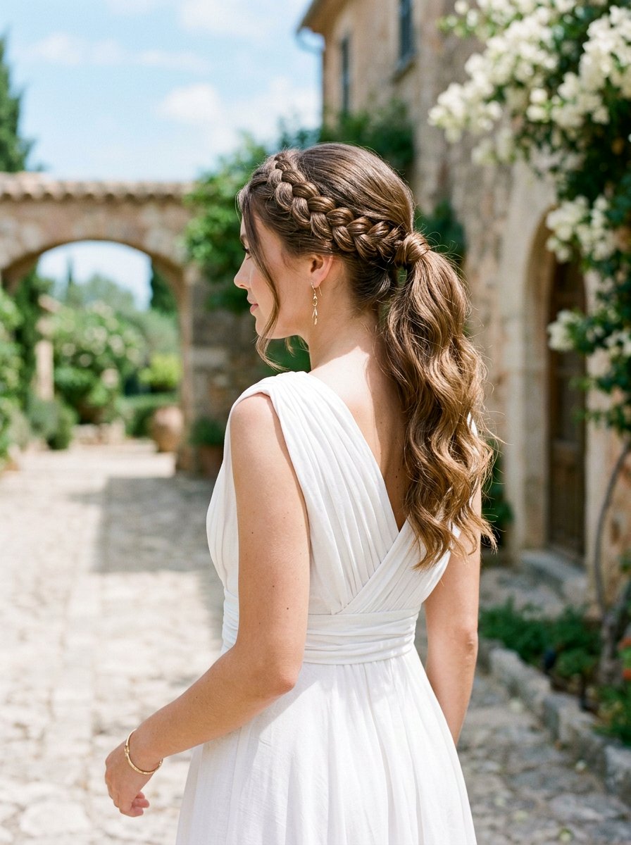 Braided Crown Wavy Ponytail - 20 red carpet ponytail with waves - 20 red carpet ponytail with waves