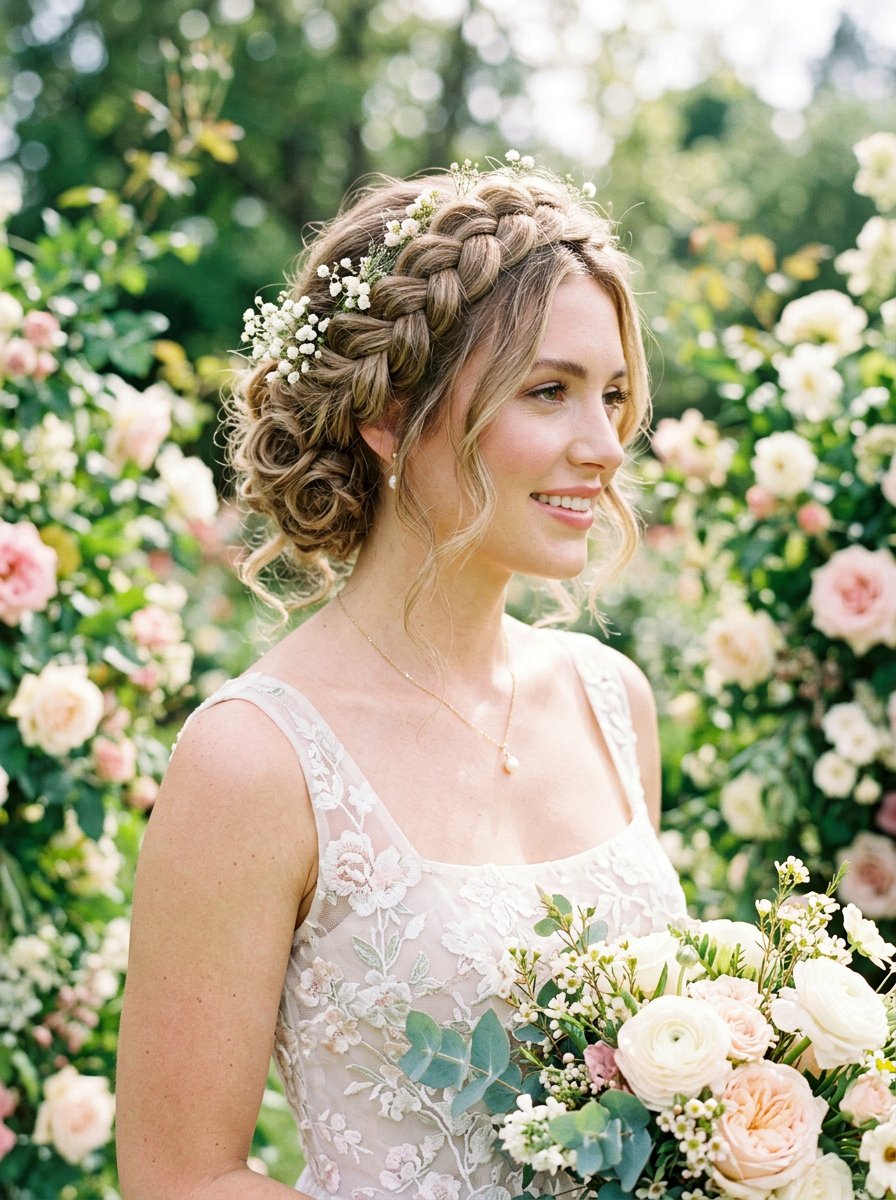 Braided Crown Wedding Updo - 20 wedding hairstyles for outdoor ceremony - 20 wedding hairstyles for outdoor ceremony