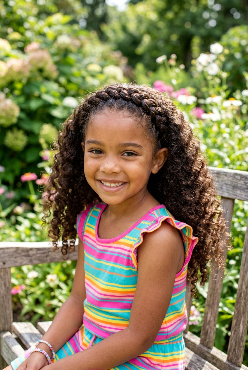 Braided Crown With Curly Hair - 20 little girls braided crown hairstyle - 20 little girls braided crown hairstyle