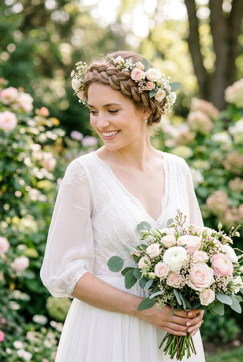 Braided Crown With Flowers For Brides - 20 braided crown for brides - 20 braided crown for brides