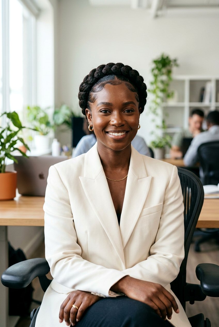 Braided Crown With Natural Edges - 20 office friendly braided hairstyles for black women - 20 office friendly braided hairstyles for black women