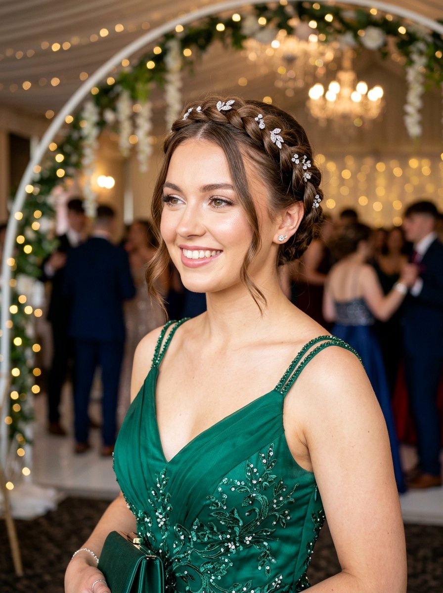 Braided Crown With Rhinestone Clips - 20 prom hairstyles with rhinestone clips - 20 prom hairstyles with rhinestone clips