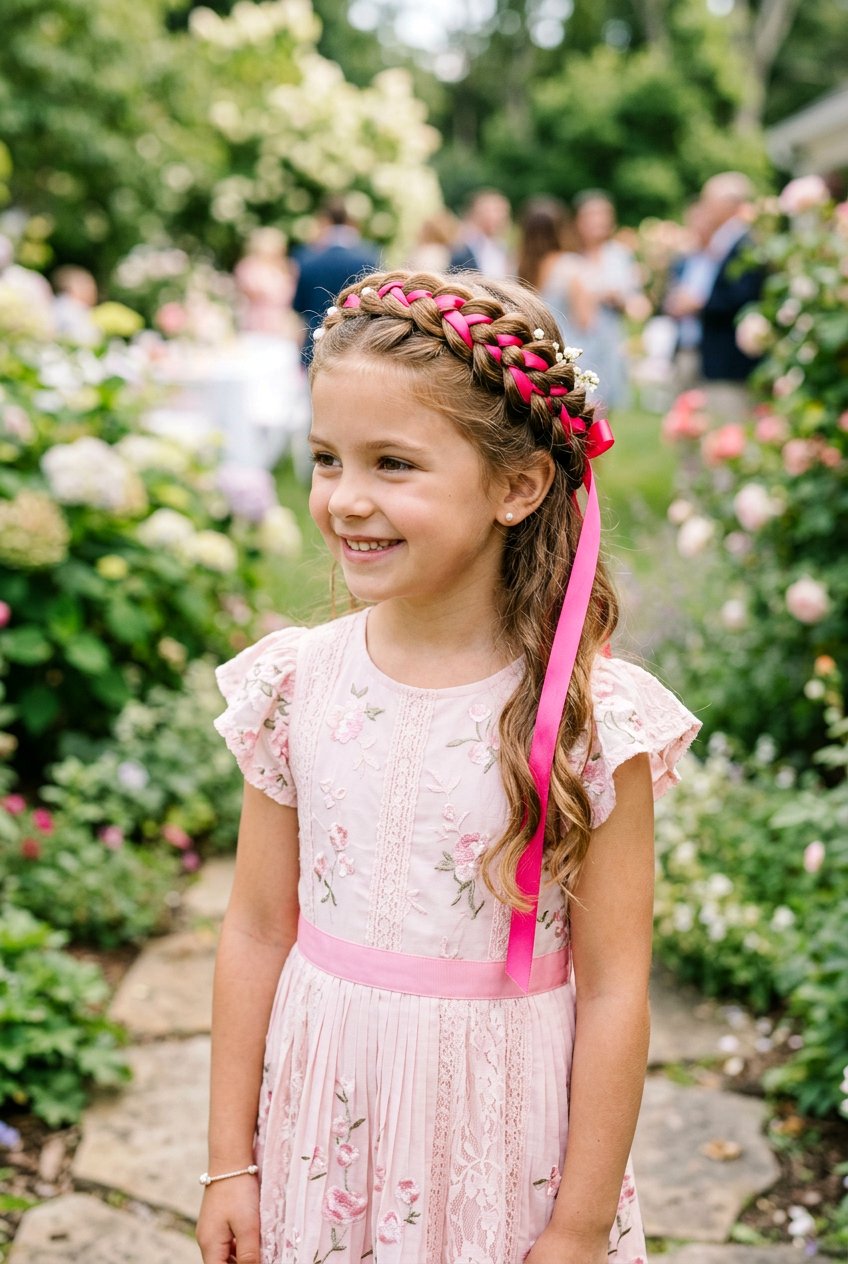 Braided Crown With Ribbons - 20 little girls braided crown hairstyle - 20 little girls braided crown hairstyle