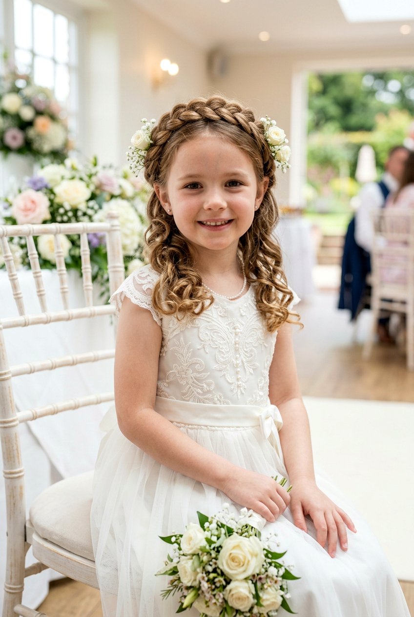 Braided Crown With Soft Curls - 20 little girls soft curls hairstyle - 20 little girls soft curls hairstyle