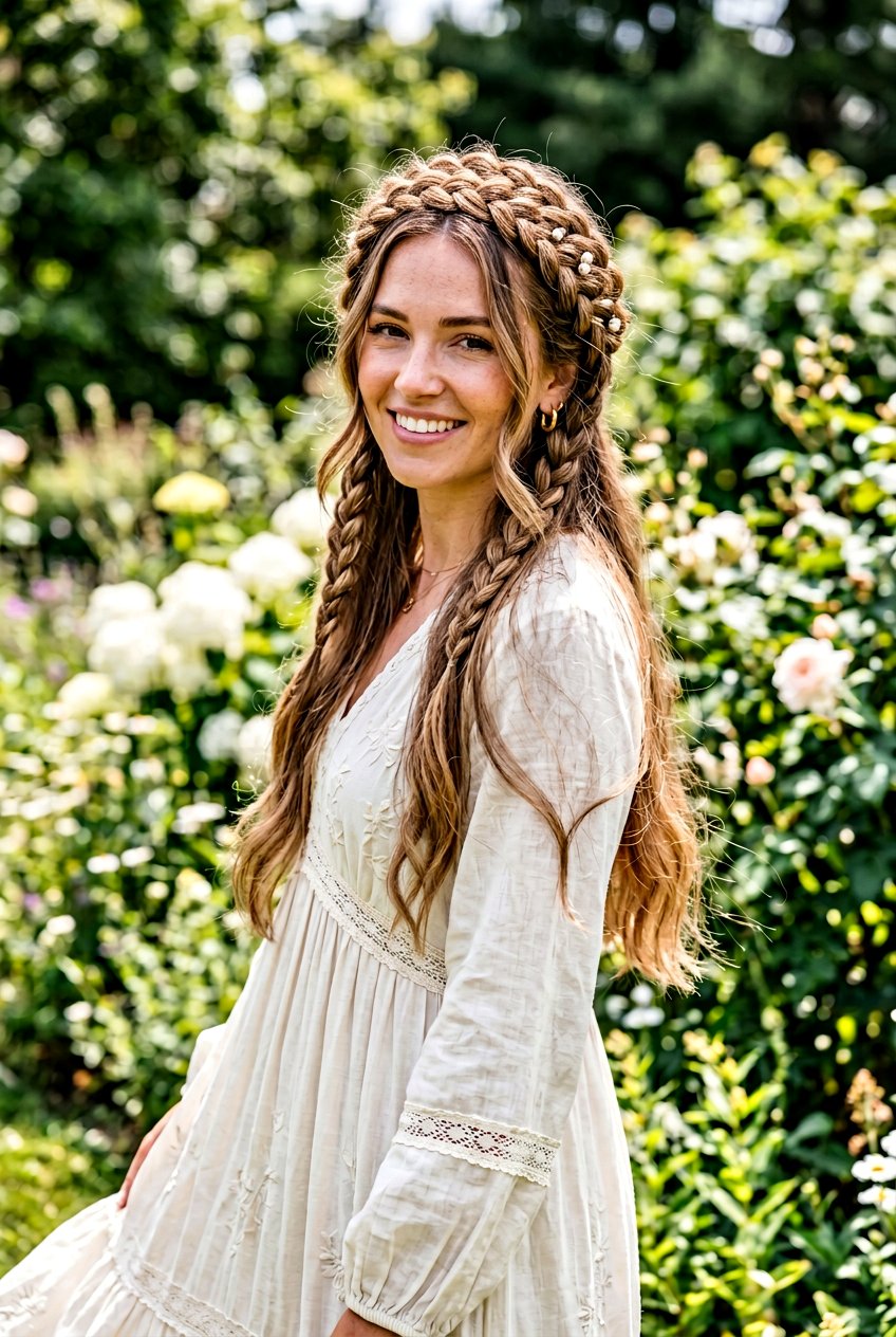 Braided Crown for Long Hair in Rainy Season - 20 monsoon hairstyle for long hair - 20 monsoon hairstyle for long hair