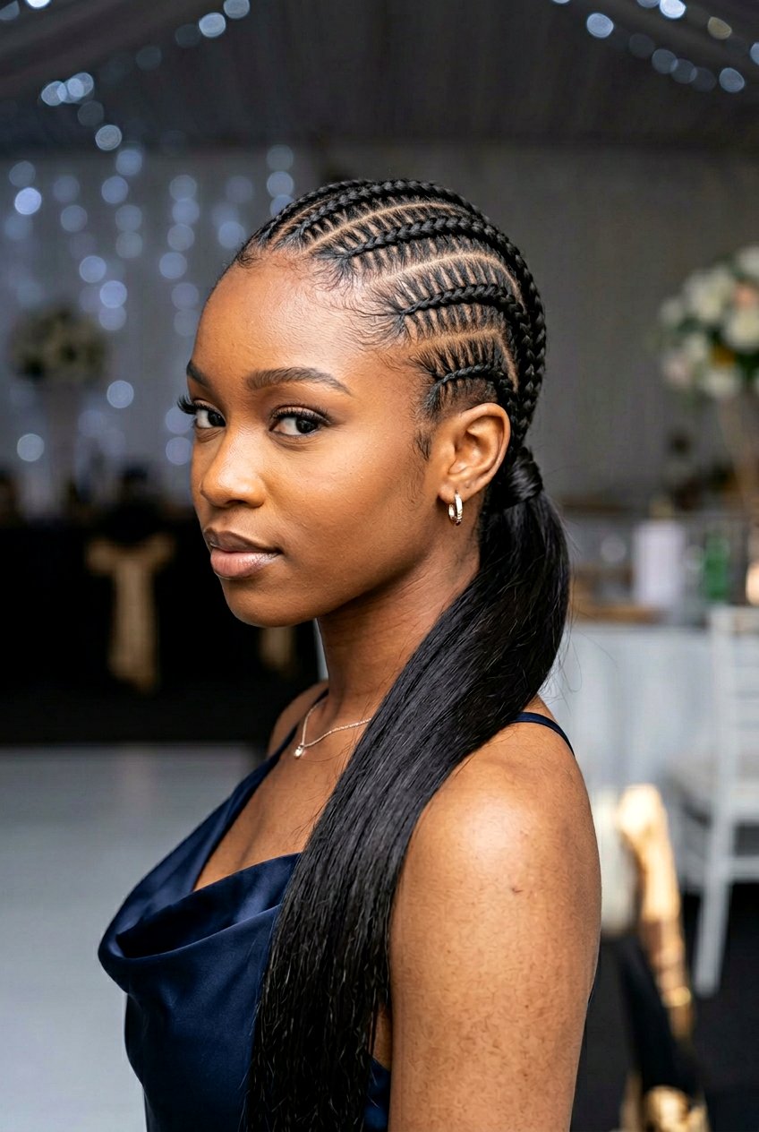 Braided Crown with Box Braids Half Down - 20 prom braid styles for black women - 20 prom braid styles for black women