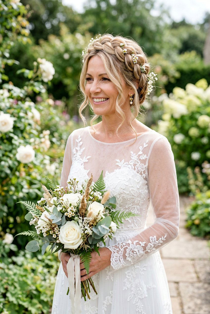 Braided Crown - 20 bridal hairstyle for mature bride - 20 bridal hairstyle for mature bride