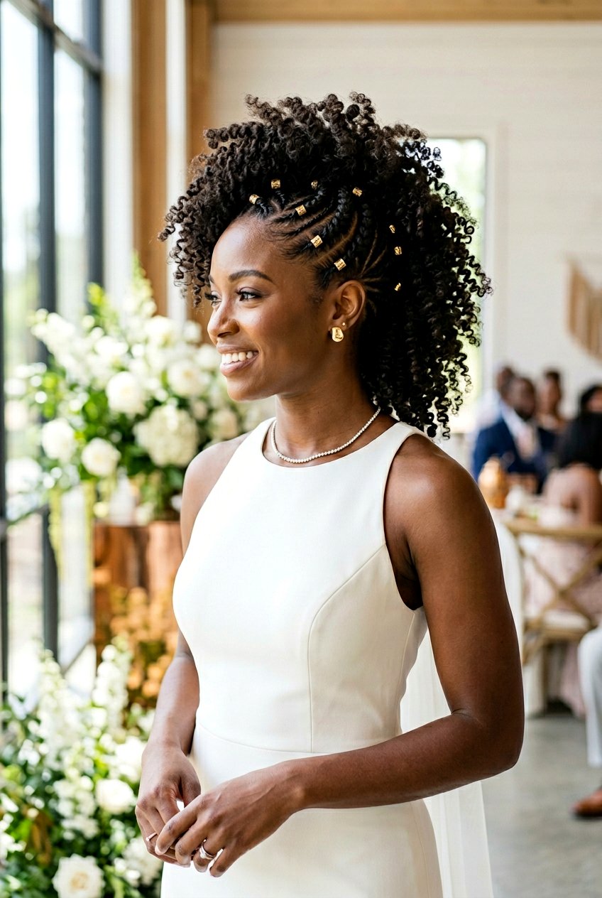 Braided Curly Mohawk Updo - 20 bridal curly updo for natural hair - 20 bridal curly updo for natural hair