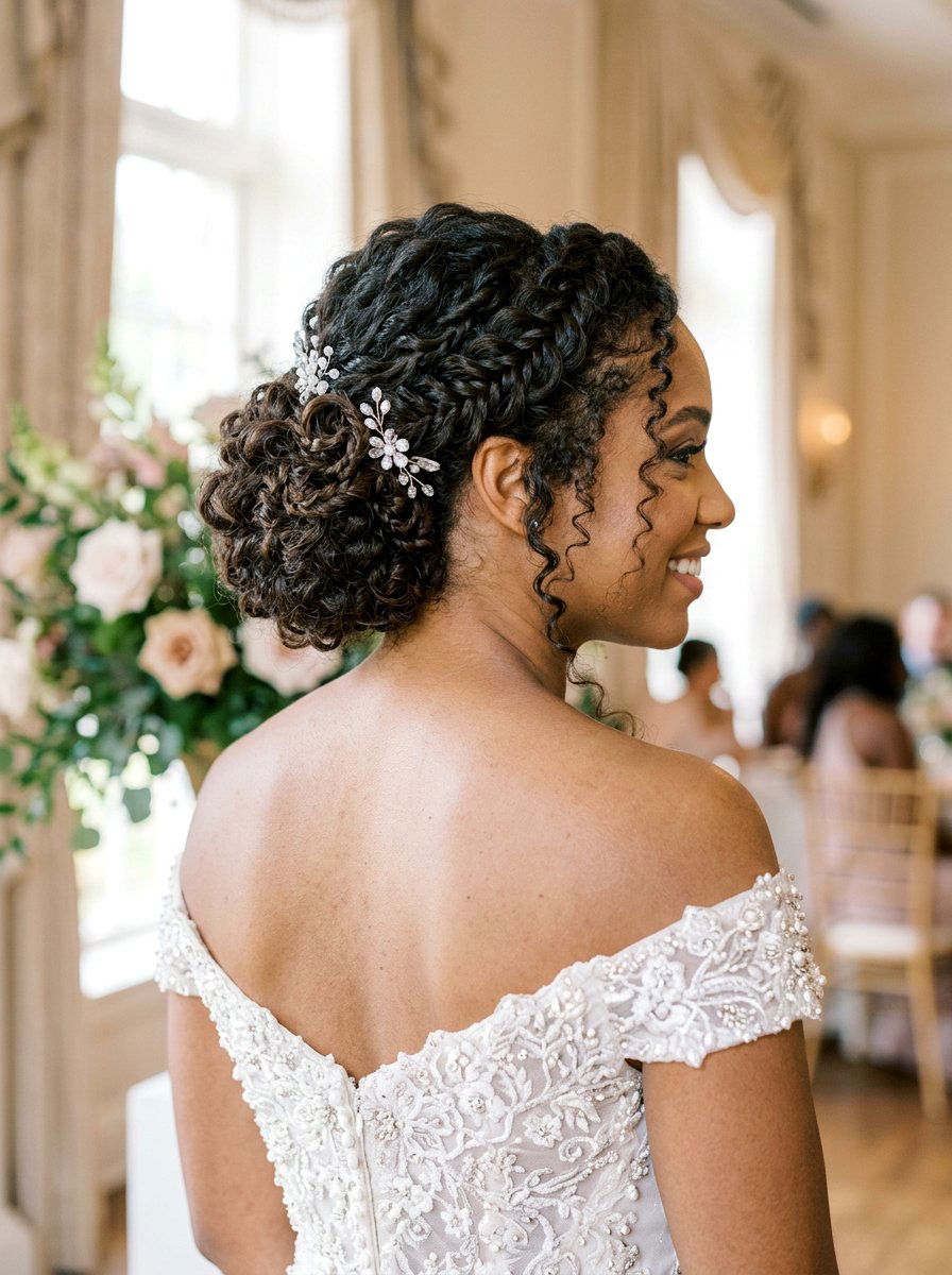 Braided Curly Updo - 20 wedding hairstyles for curly brides - 20 wedding hairstyles for curly brides