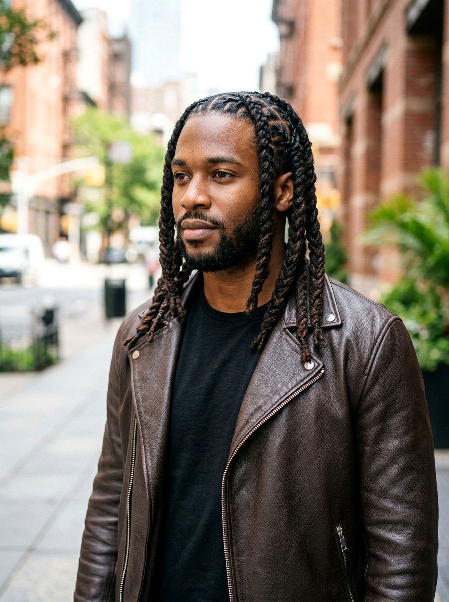 Braided Dreads - 20 shoulder length dreads for men - 20 shoulder length dreads for men