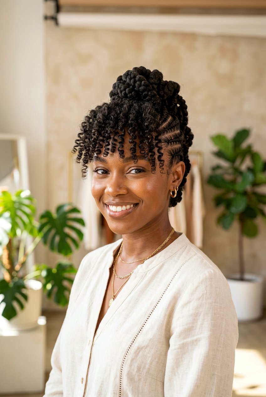 Braided Faux Hawk With Curly Bangs - 20 braided faux hawk for natural hair - 20 braided faux hawk for natural hair