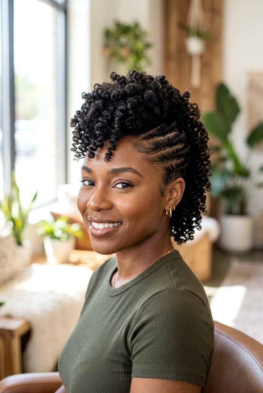 Braided Faux Hawk With Defined Curls - 20 braided faux hawk for natural hair - 20 braided faux hawk for natural hair