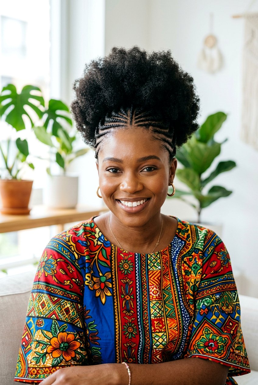 Braided Front Puff - 20 sleek puff hairstyle for natural hair - 20 sleek puff hairstyle for natural hair