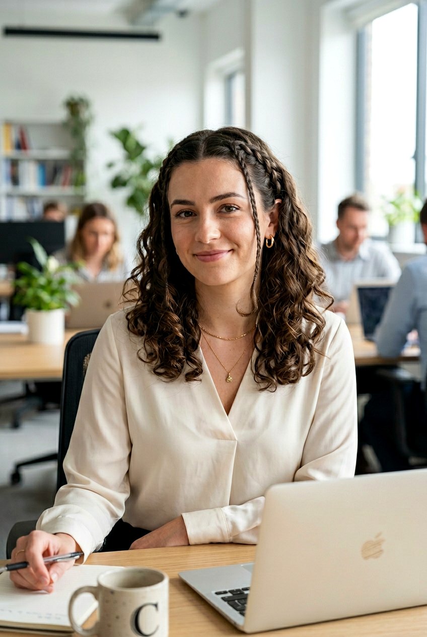 Braided Front Tendrils - 20 office hairstyle for curly shoulder length hair - 20 office hairstyle for curly shoulder length hair