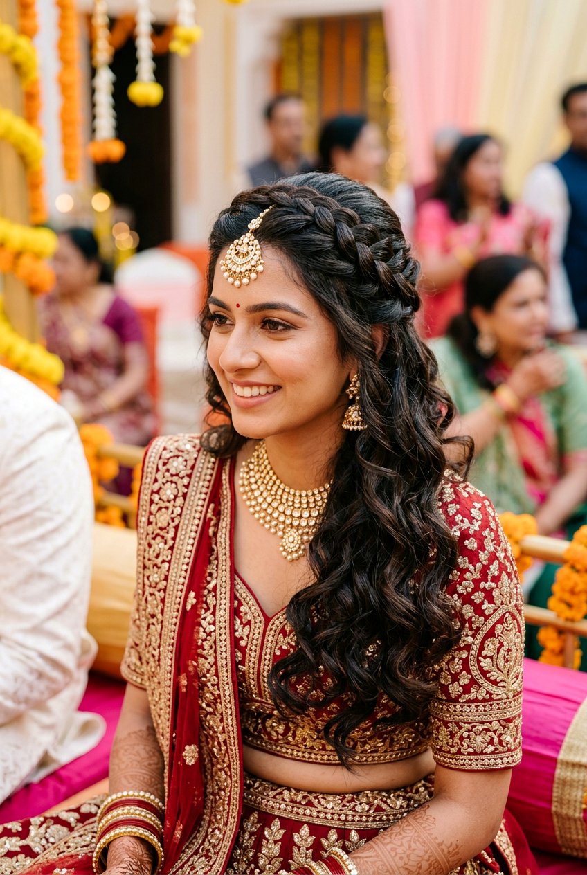 Braided Half Up Bridal Hairstyle - 20 south asian bridal braid hairstyle - 20 south asian bridal braid hairstyle