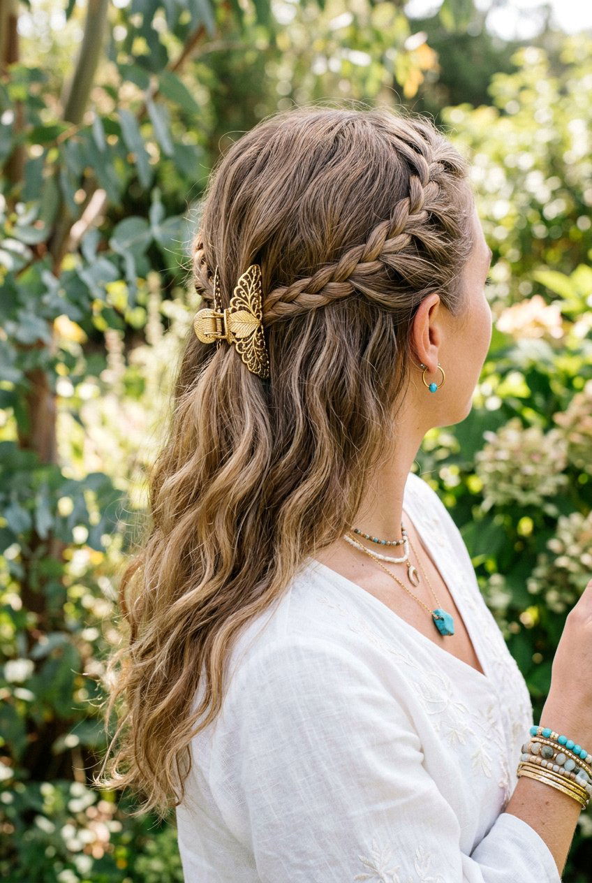 Braided Half Up Claw Clip - 20 beach claw clip hairstyle - 20 beach claw clip hairstyle