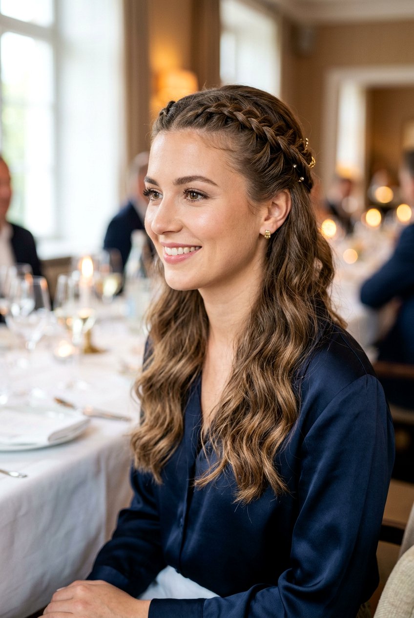 Braided Half Up Dinner Hair - 20 dinner date hairstyles - 20 dinner date hairstyles