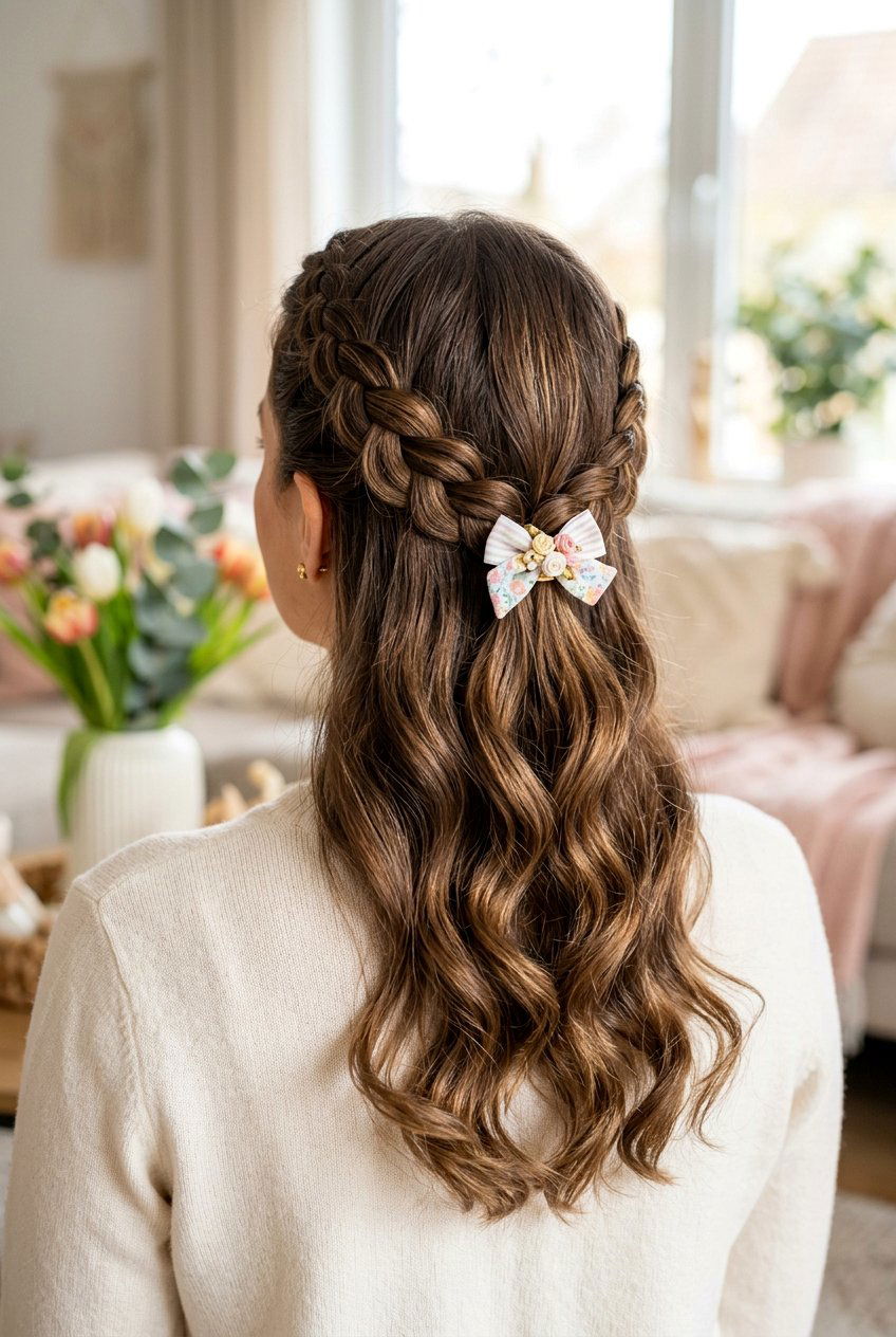 Braided Half Up Easter Hairstyle - 20 easter braid hairstyles - 20 easter braid hairstyles