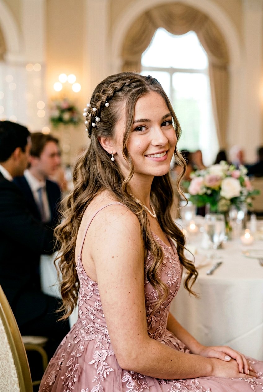 Braided Half Up Half Down Prom Hairstyle - 20 prom hairstyles for medium hair - 20 prom hairstyles for medium hair