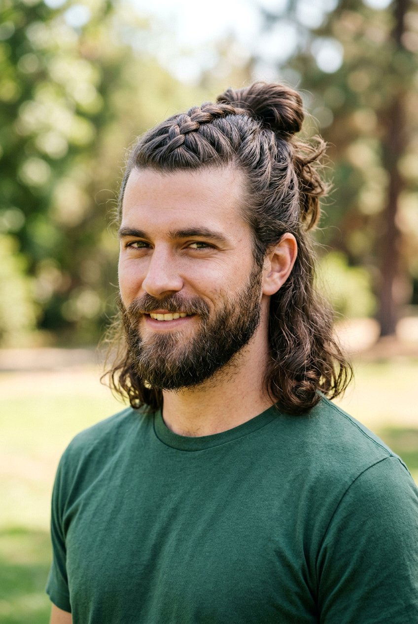 Braided Half Up Man Bun - 20 half up man bun hairstyle - 20 half up man bun hairstyle