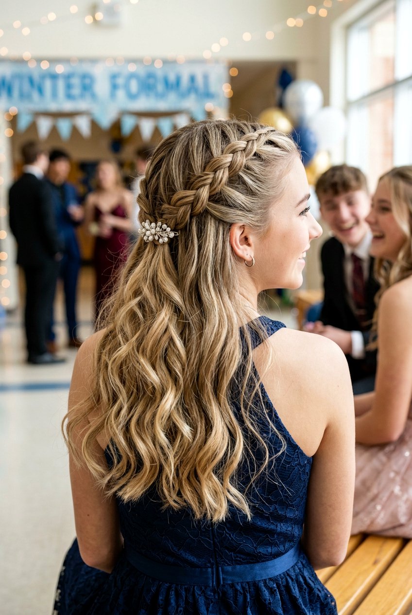 Braided Half Up School Dance Hair - 20 school dance hairstyles - 20 school dance hairstyles