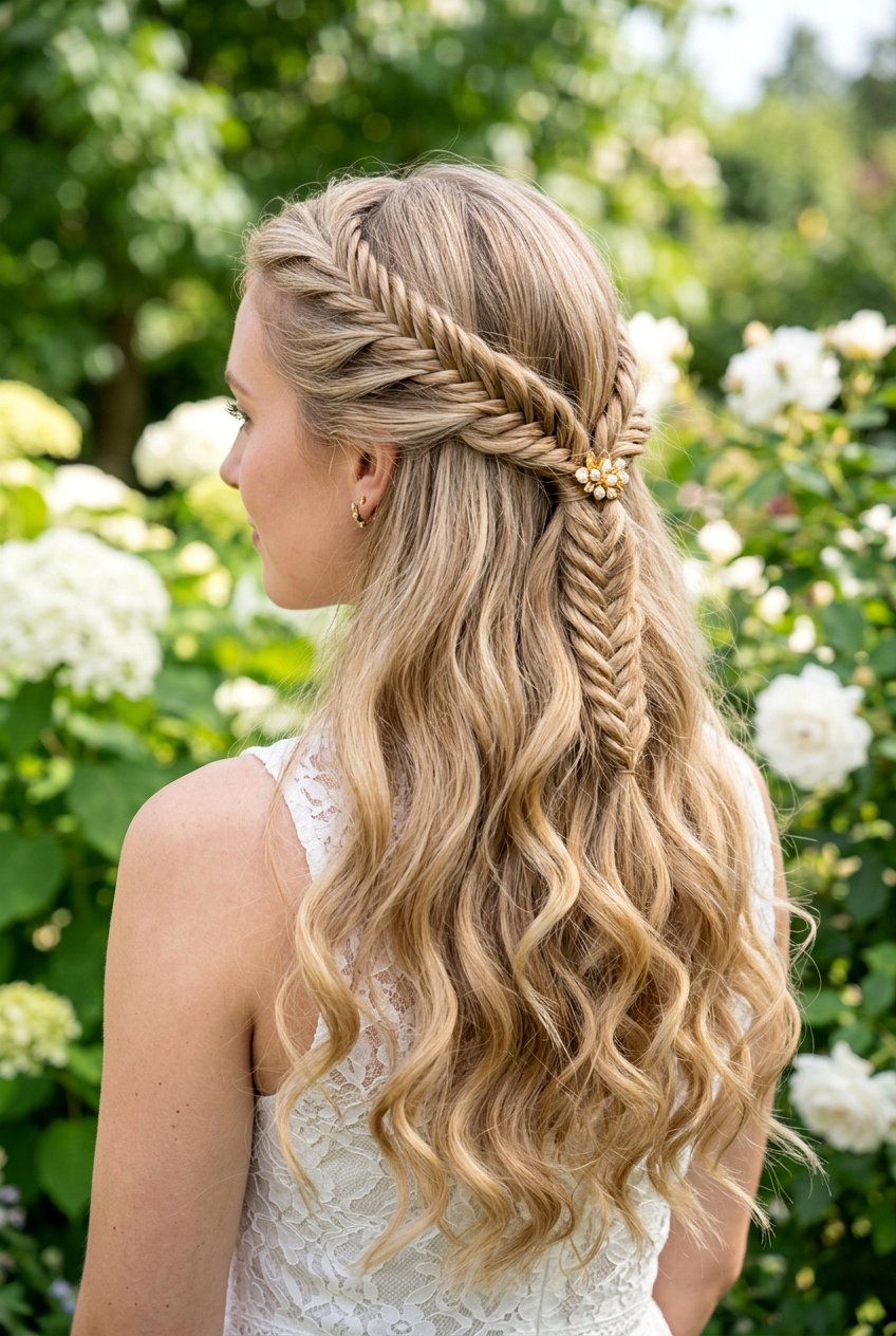 Braided Half Updo - 20 boho hairstyles for long hair - 20 boho hairstyles for long hair