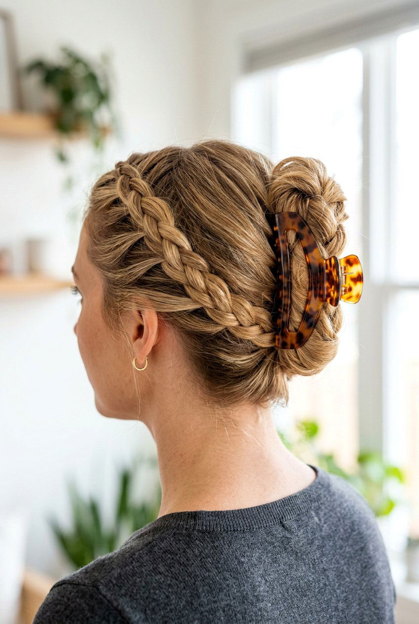 Braided Headband Clip - 20 windy day claw clip hairstyle - 20 windy day claw clip hairstyle