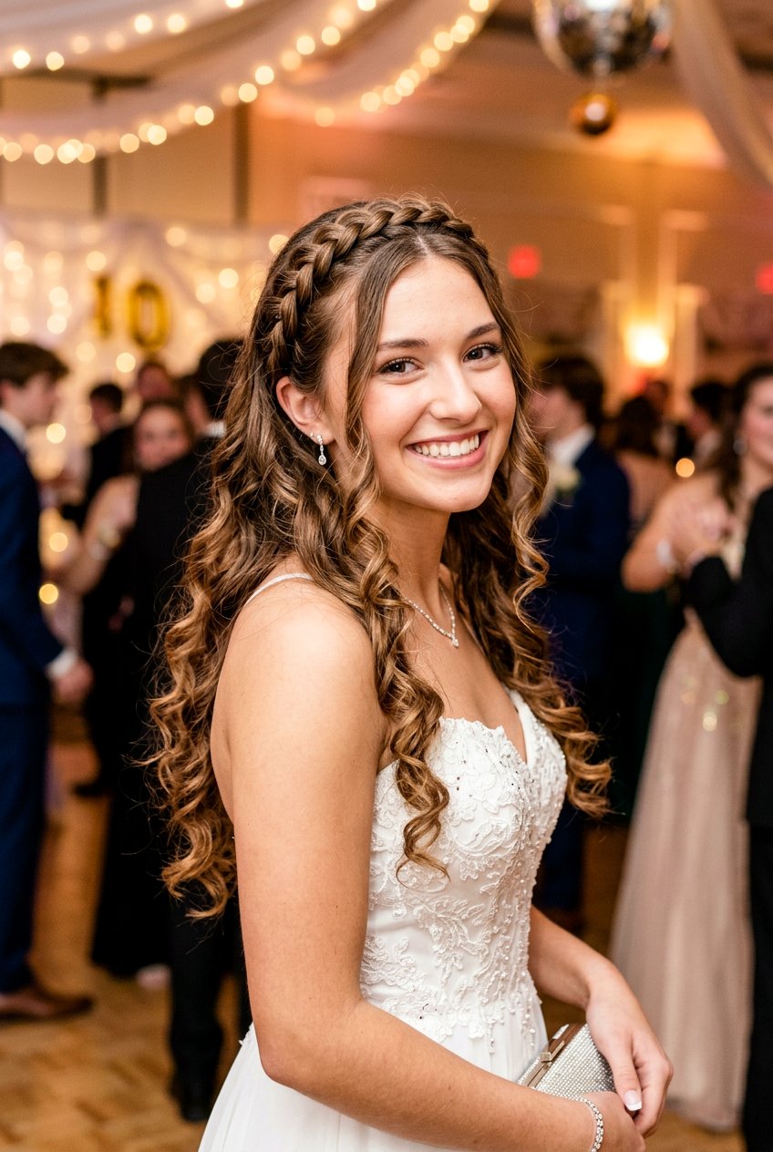 Braided Headband Curls Homecoming - 20 homecoming hairstyle for teenage girls - 20 homecoming hairstyle for teenage girls