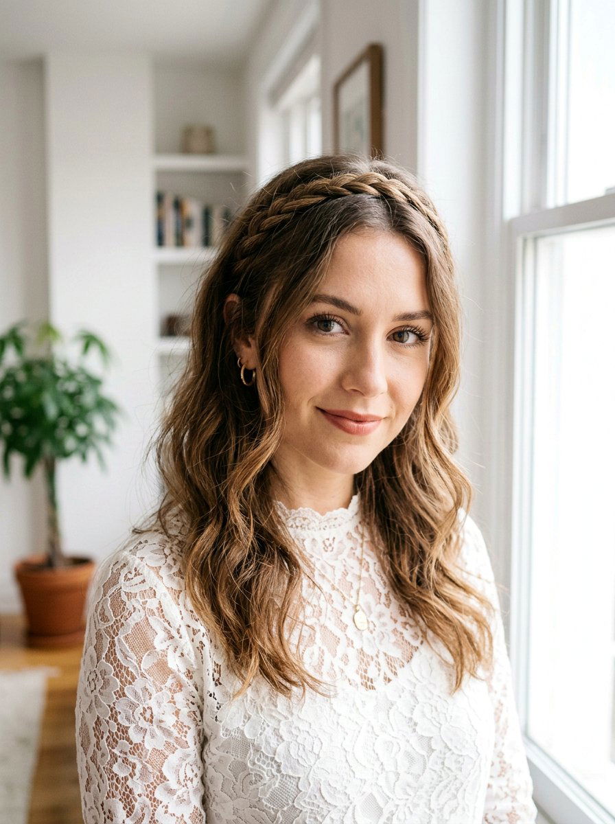 Braided Headband Look - 20 lazy heatless hairstyles for mornings - 20 lazy heatless hairstyles for mornings