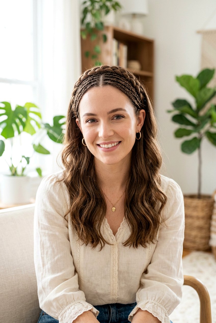 Braided Headband Mini Braids - 20 mini braids on natural hair - 20 mini braids on natural hair