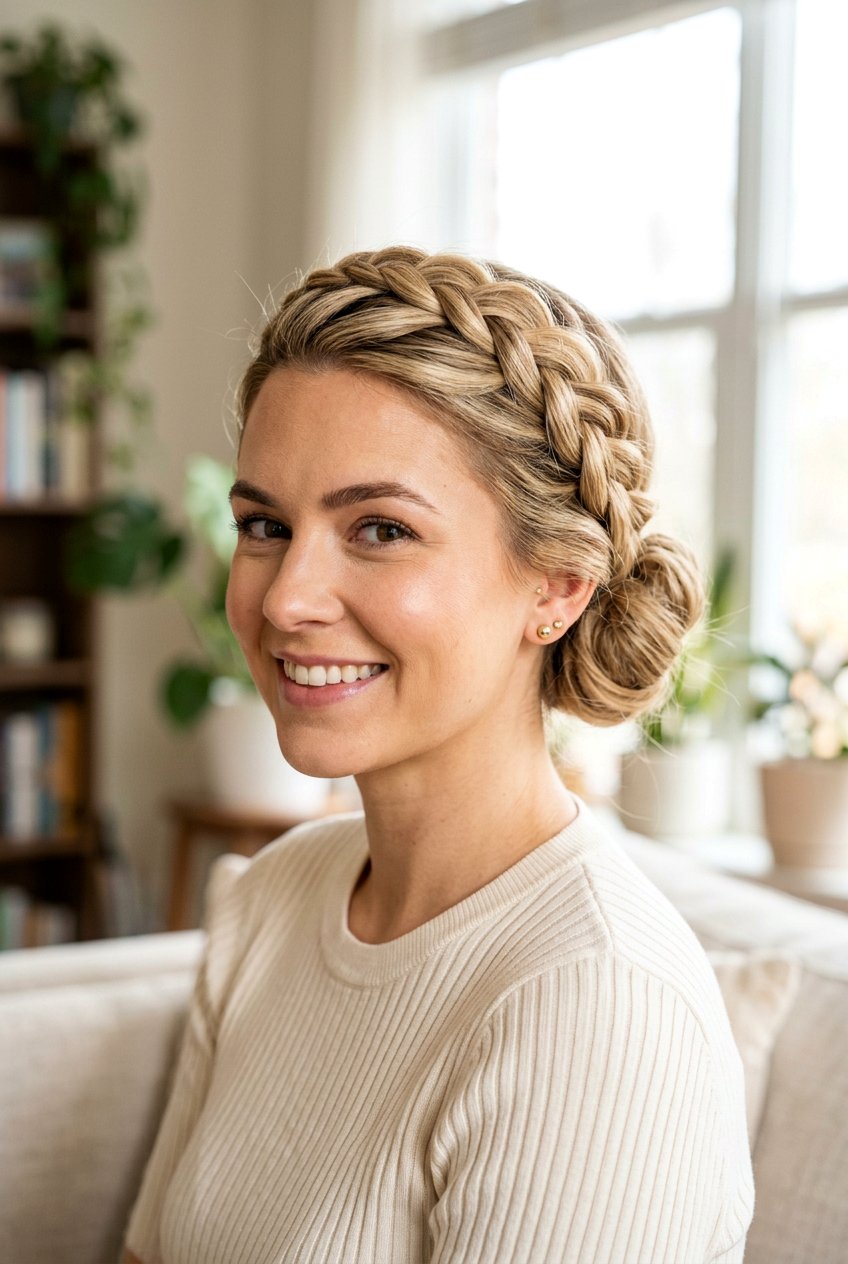Braided Headband Tuck - 20 school hairstyle for naturally curly hair - 20 school hairstyle for naturally curly hair
