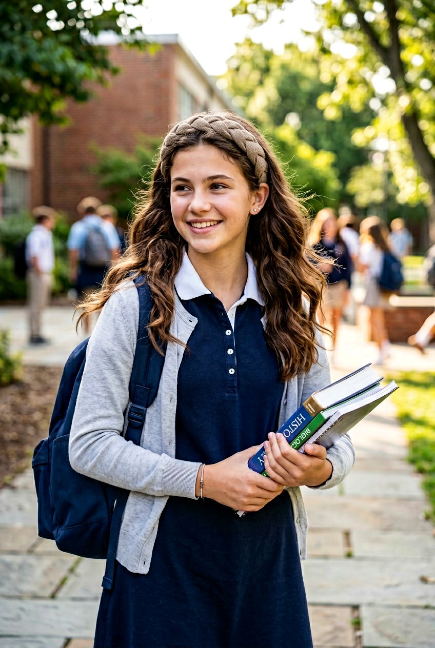 Braided Headband With Loose Hair - 20 simple school braid for girls - 20 simple school braid for girls