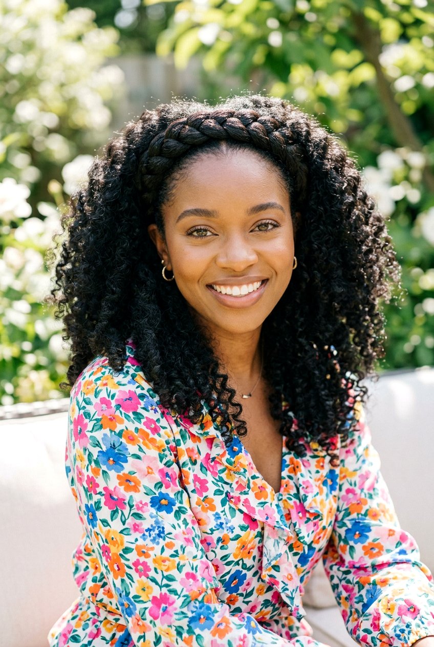 Braided Headband With Natural Curls - 20 school hairstyle with simple braid - 20 school hairstyle with simple braid