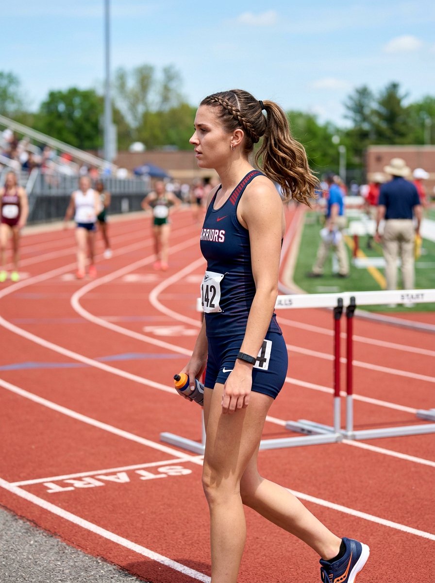 braided headband with ponytail for track meet