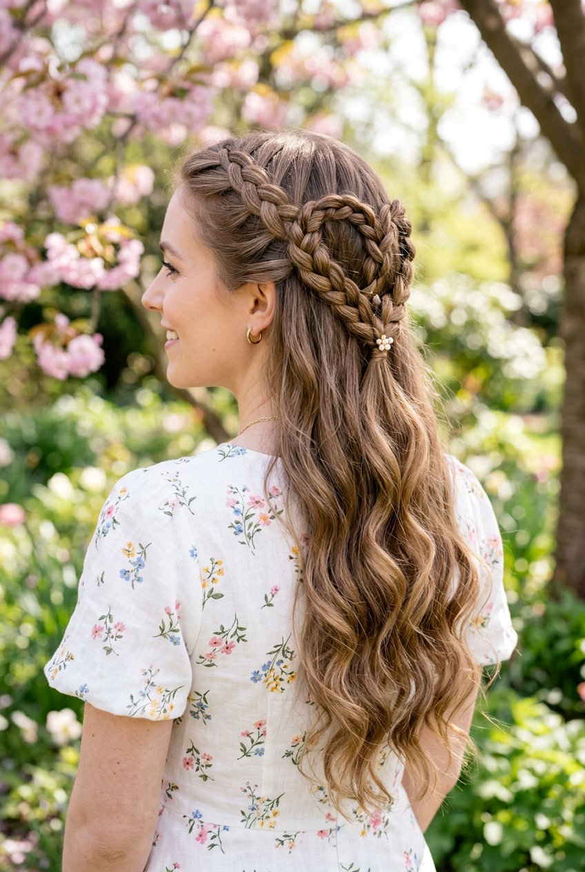 Braided Heart Half Up Half Down - 20 braided heart hairstyle - 20 braided heart hairstyle