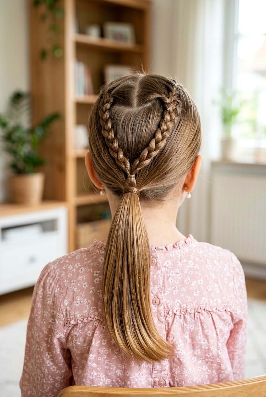Braided Heart With Low Ponytail - 20 valentine hairstyles for girls - 20 valentine hairstyles for girls