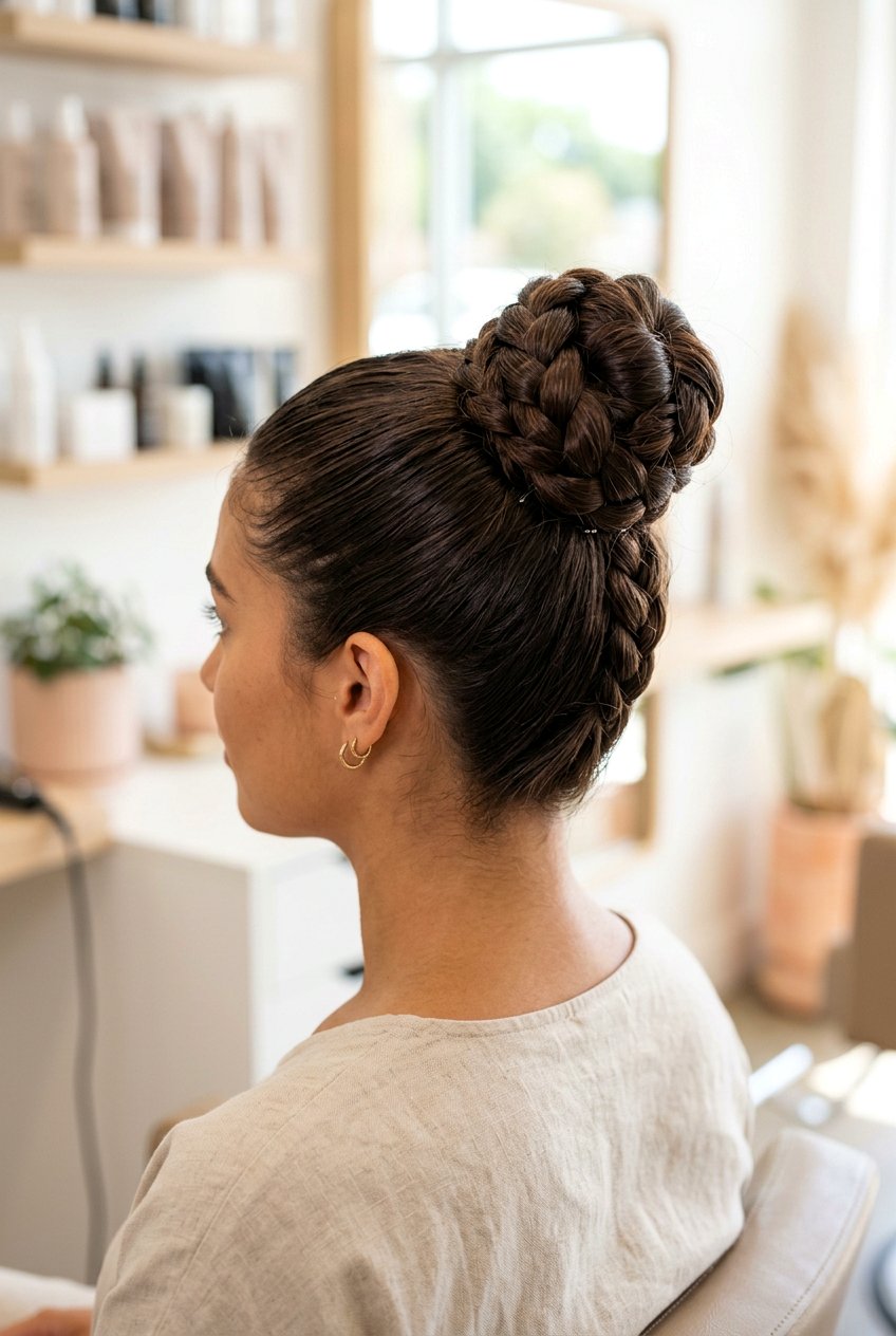Braided High Bun - 20 high bun hairstyles - 20 high bun hairstyles