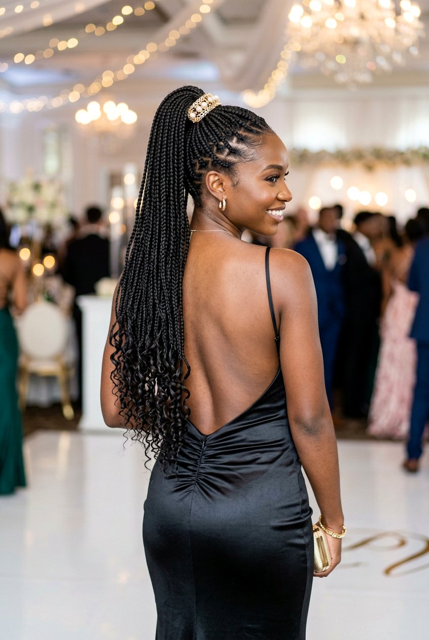 Braided High Ponytail - 20 black women prom hairstyle ideas - 20 black women prom hairstyle ideas