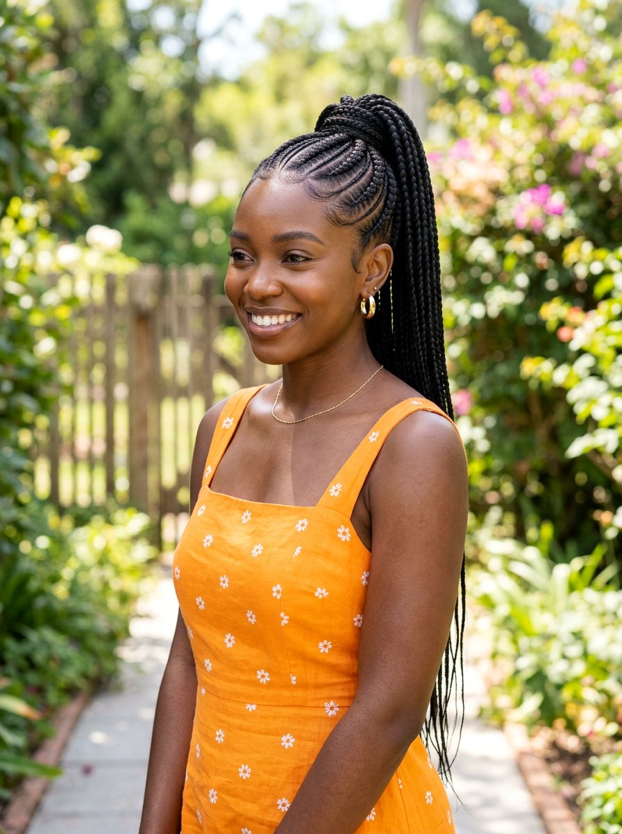 Braided High Ponytail - 20 vacation braid styles for black women - 20 vacation braid styles for black women