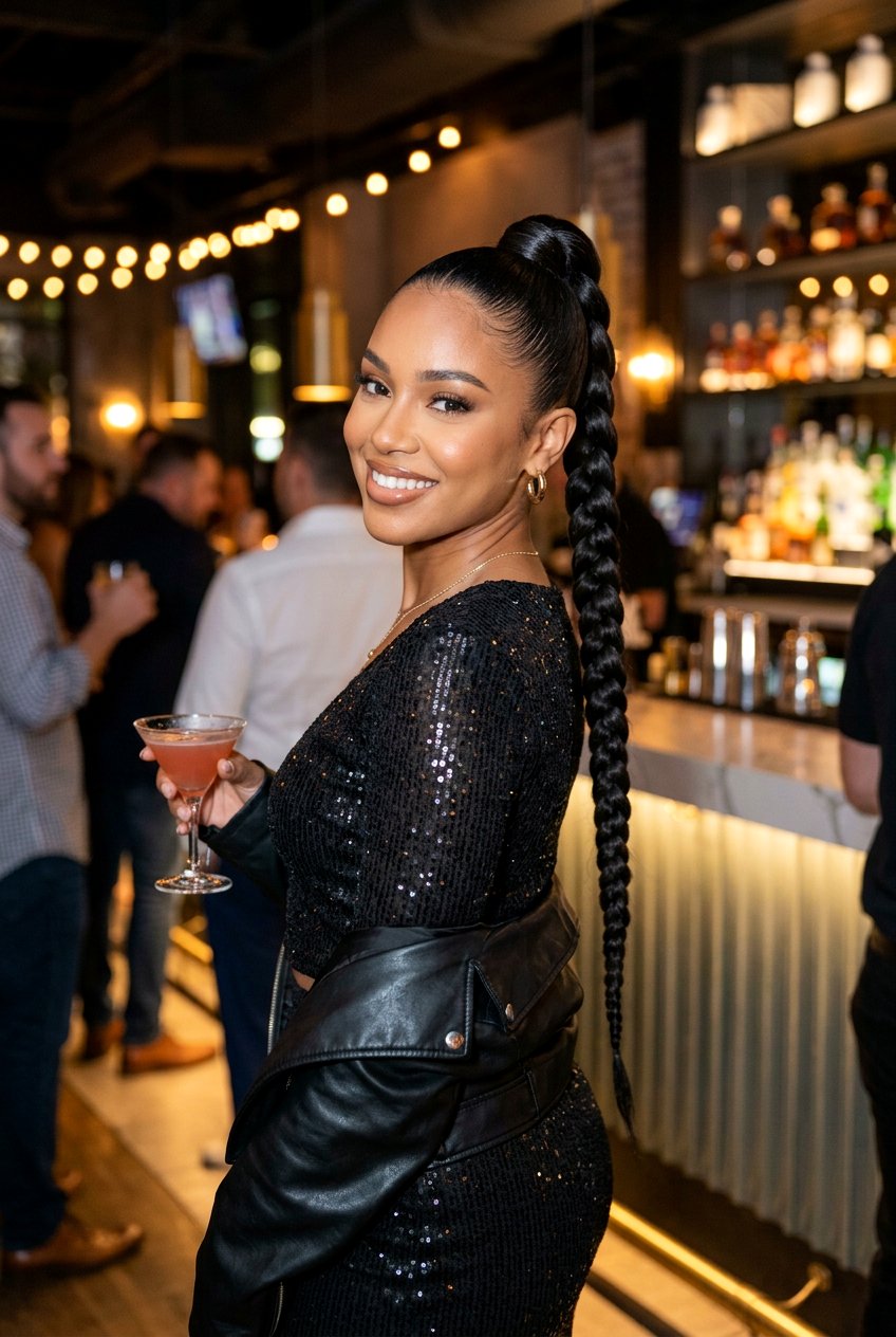 Braided High Ponytail For Night Out - 20 girls night out hairstyles - 20 girls night out hairstyles