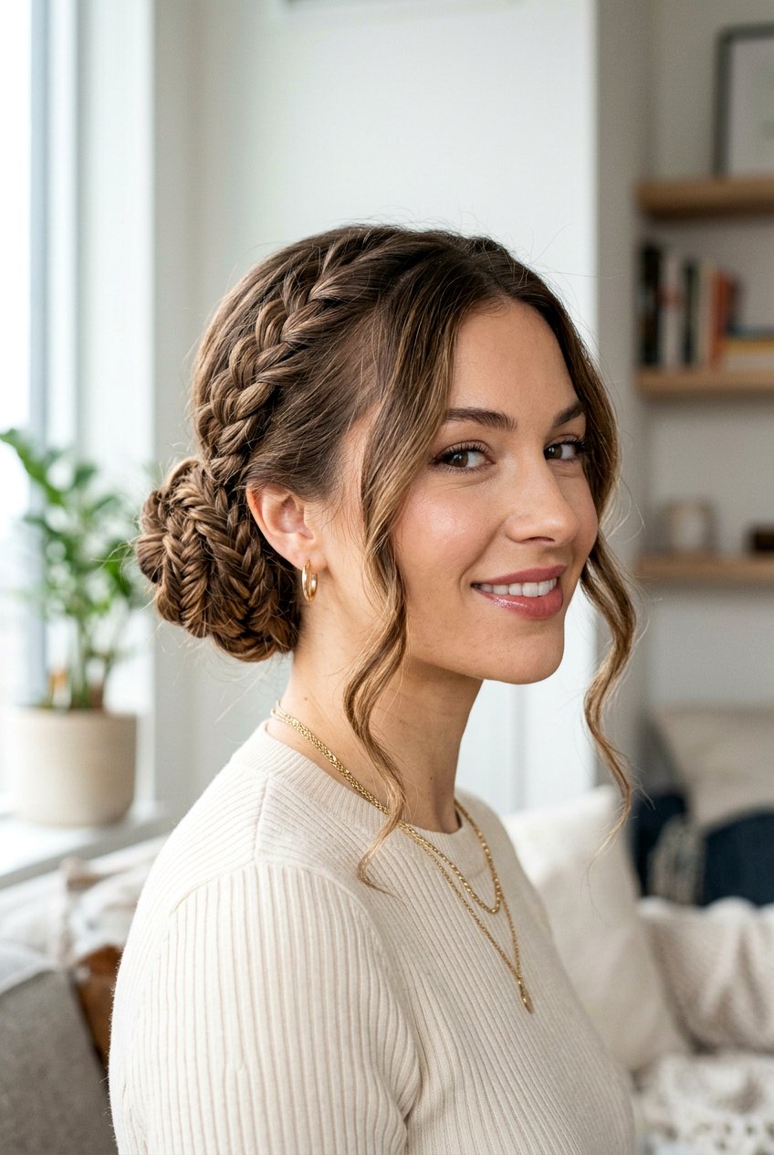 20 Stunning Braided Bun with Face Framing Strands Ideas