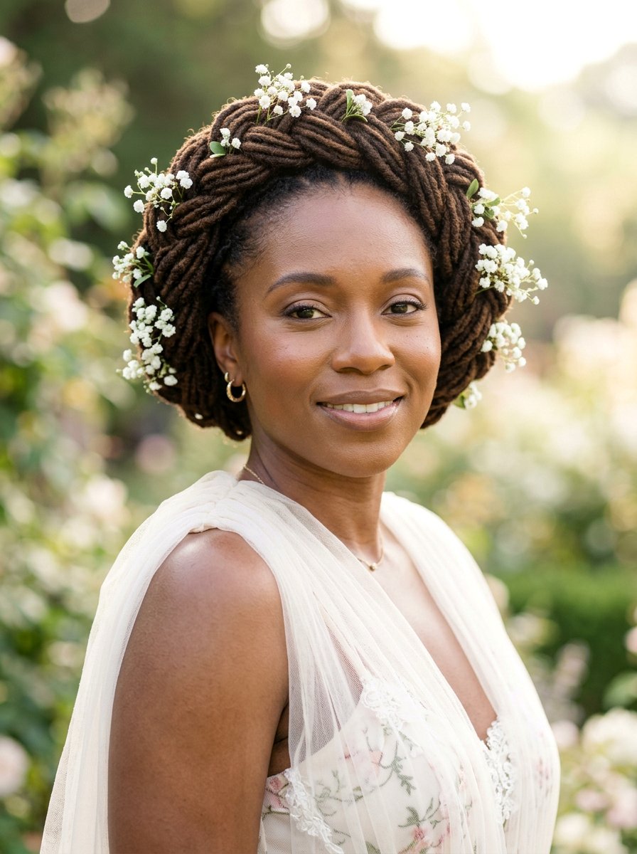 Braided Loc Crown - 20 prom loc styles for women - 20 prom loc styles for women