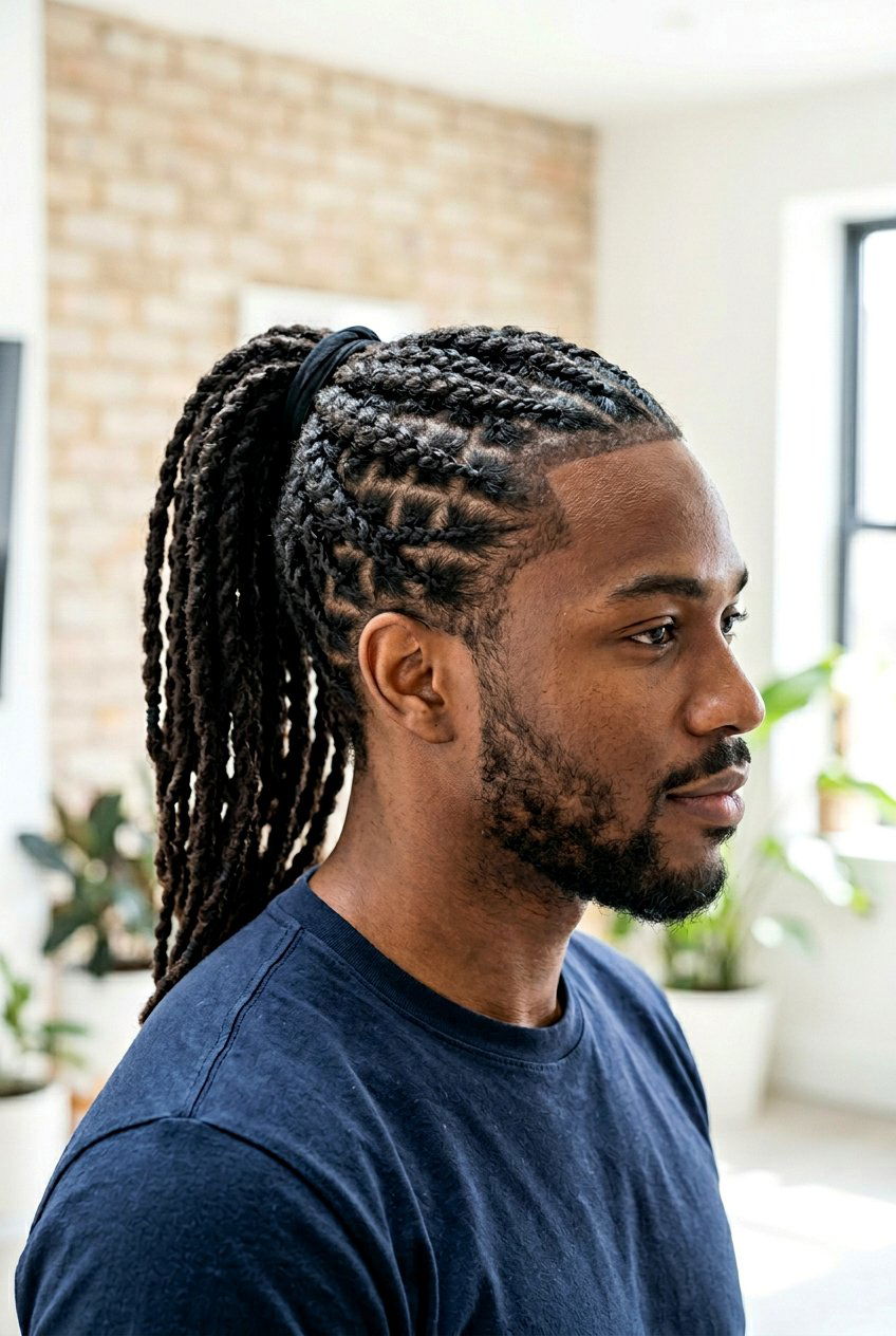 Braided Loc Ponytail - 20 loc ponytail for black men - 20 loc ponytail for black men