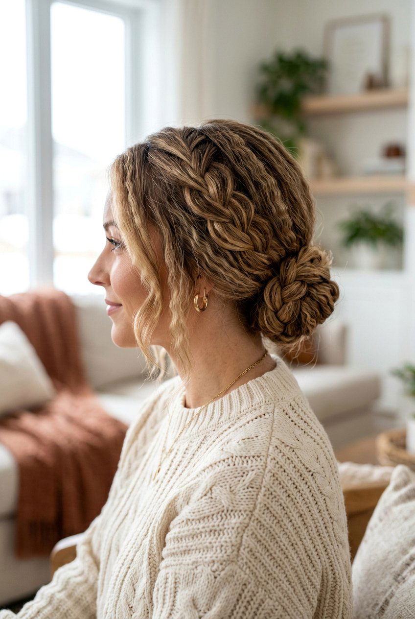 Braided Low Bun - 20 overnight bun curls for shoulder length hair - 20 overnight bun curls for shoulder length hair
