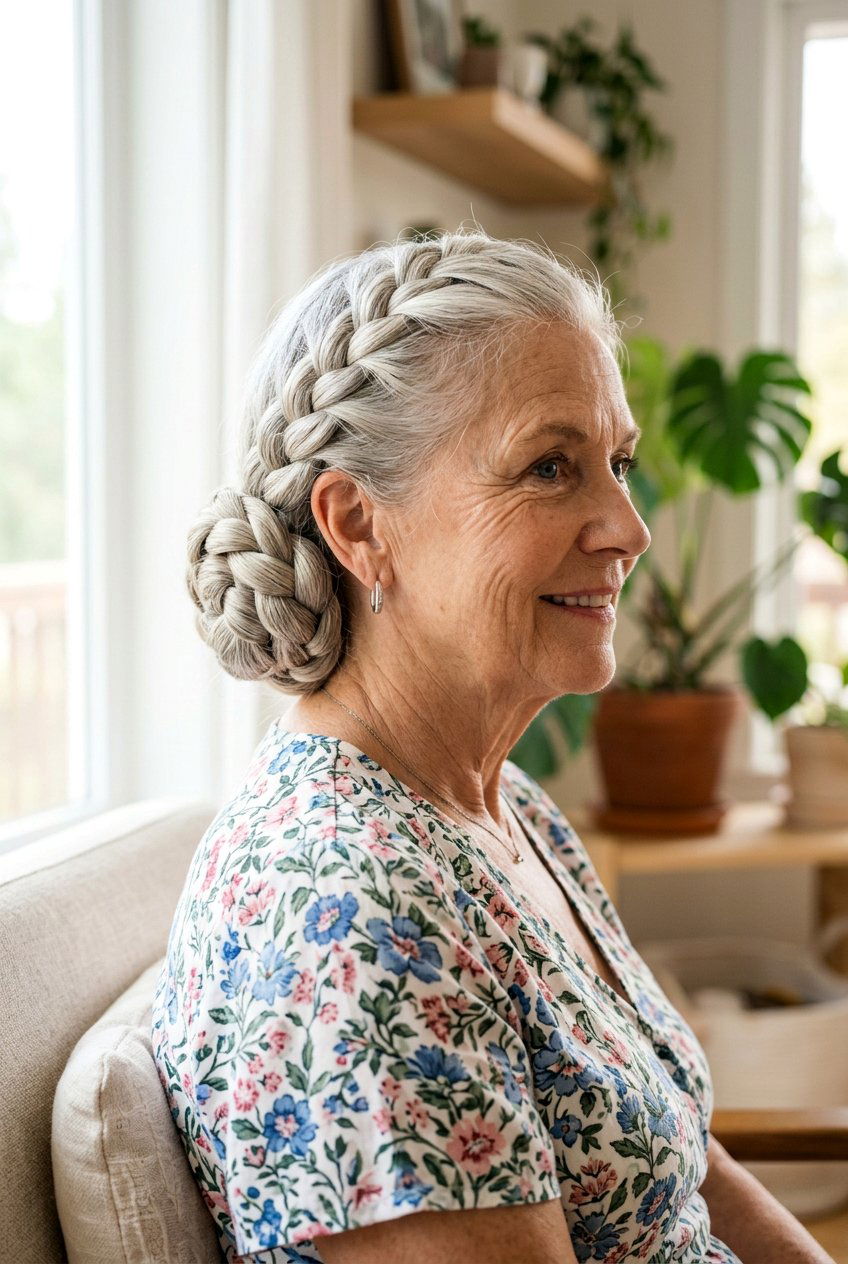 Braided Low Bun - 20 polished wedding bun for older women - 20 polished wedding bun for older women