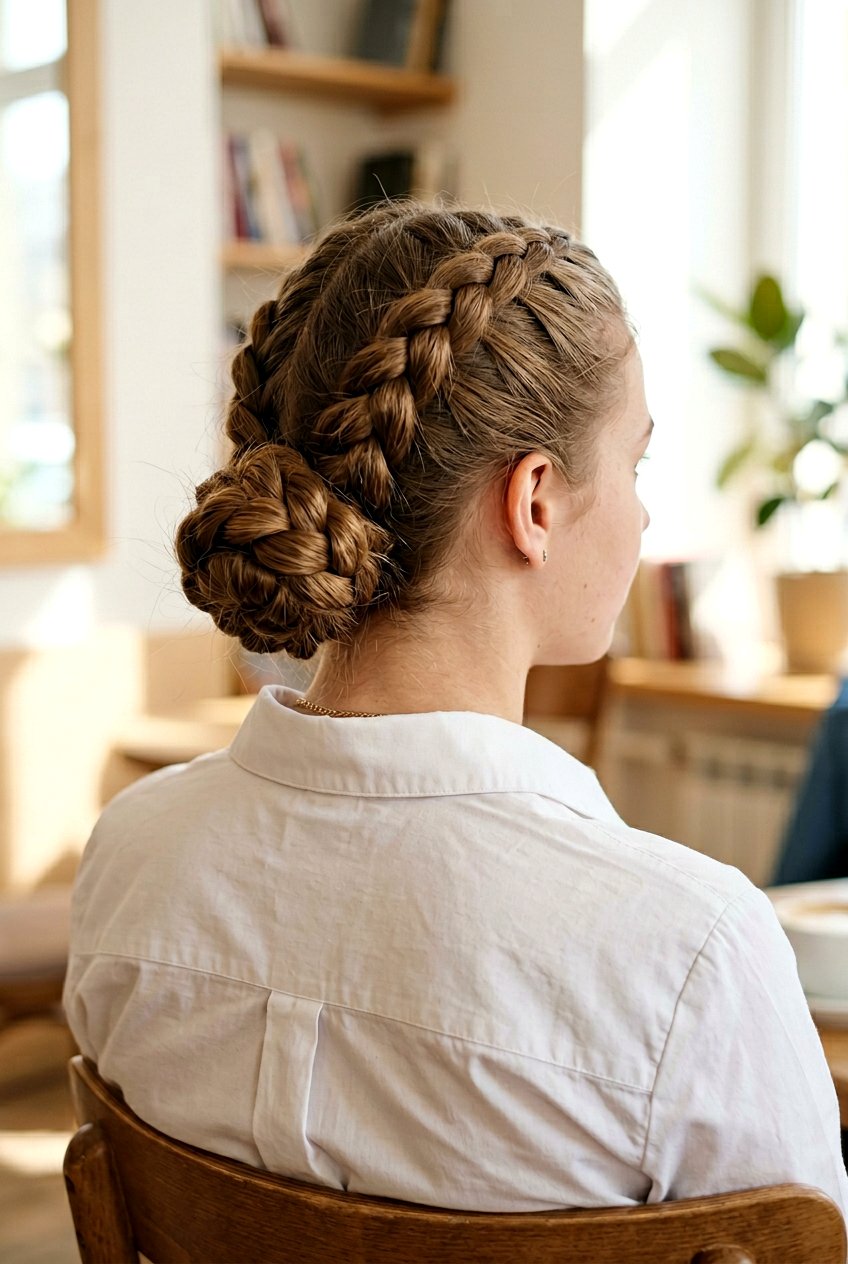 Braided Low Bun - 20 quick bun hairstyle for teenage girls - 20 quick bun hairstyle for teenage girls