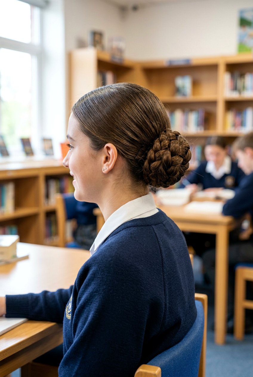 Braided Low Bun - 20 school hairstyle for teenage girls with medium hair - 20 school hairstyle for teenage girls with medium hair