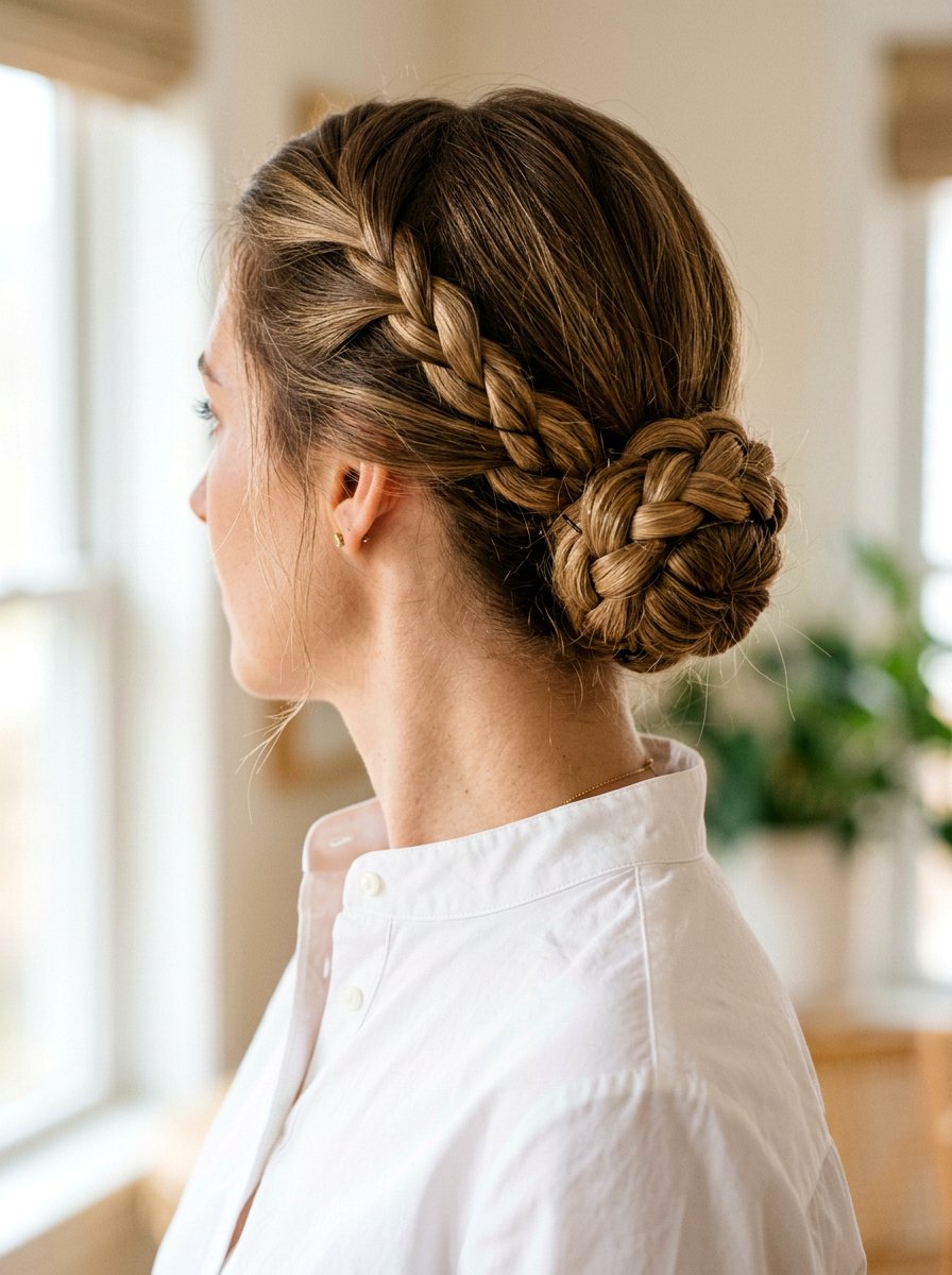 Braided Low Bun - 20 polished interview bun - 20 polished interview bun