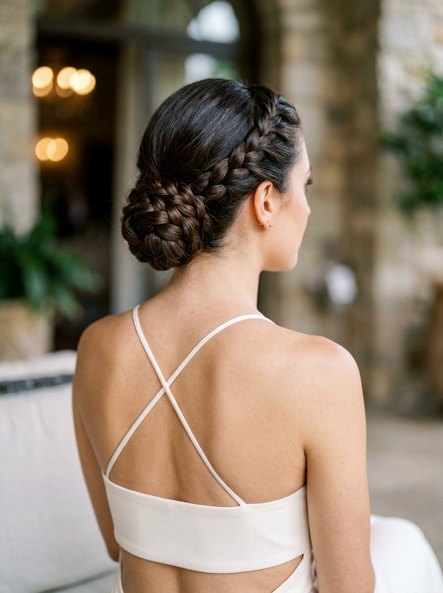 Braided Low Bun - 20 soft glam hairstyle for wedding guest - 20 soft glam hairstyle for wedding guest